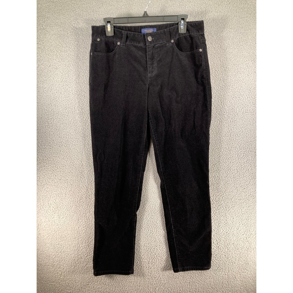 Talbots Pants Women's 10 Black Corduroy Stretch Mid Rise Office Heritage Woods